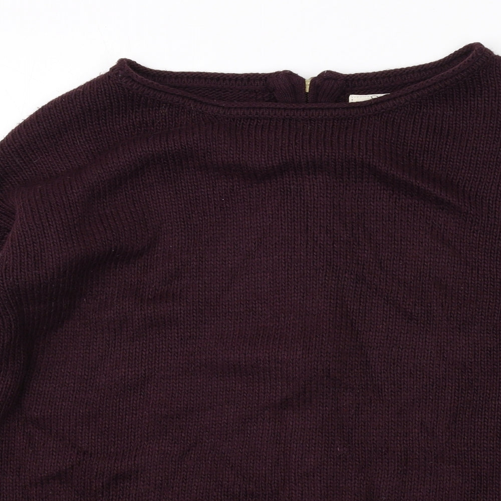 New Look Womens Purple Round Neck Acrylic Pullover Jumper Size S