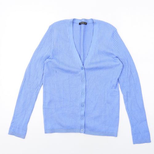 Dunnes Stores Womens Blue V-Neck Viscose Cardigan Jumper Size 10