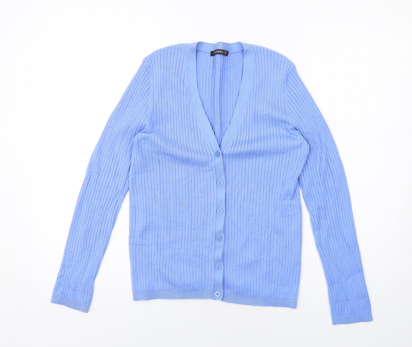 Dunnes Stores Womens Blue V-Neck Viscose Cardigan Jumper Size 10