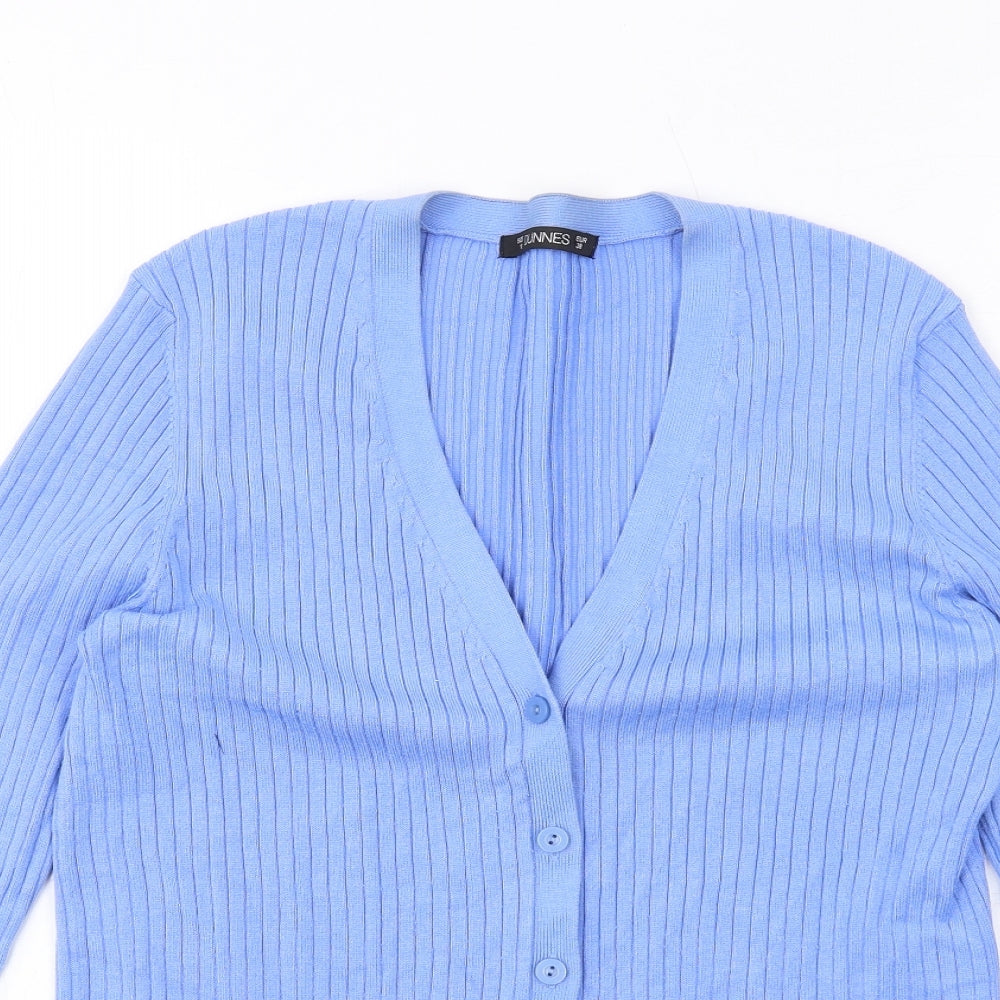 Dunnes Stores Womens Blue V-Neck Viscose Cardigan Jumper Size 10