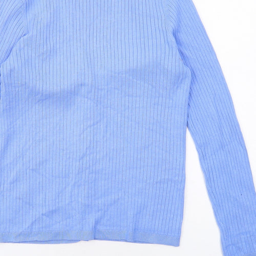 Dunnes Stores Womens Blue V-Neck Viscose Cardigan Jumper Size 10