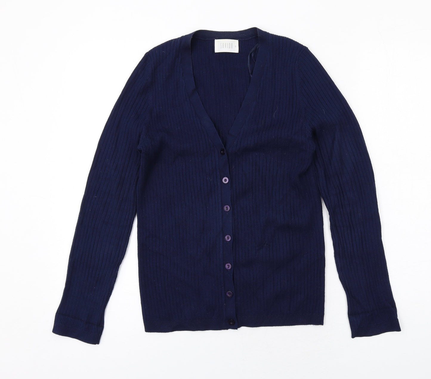 Savida Womens Blue V-Neck Viscose Cardigan Jumper Size S
