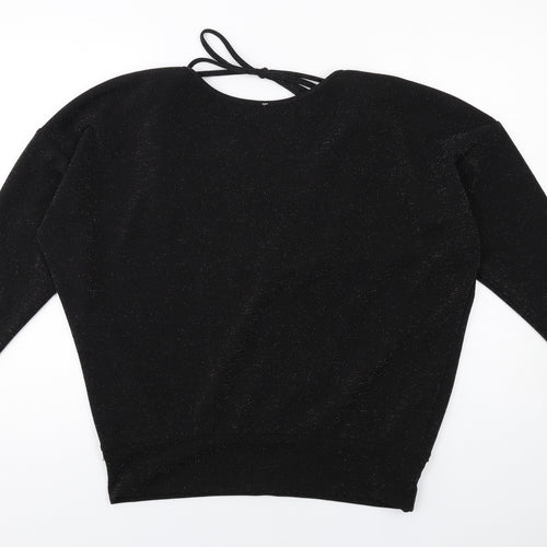 New Look Womens Black Polyester Basic Blouse Size 14 Round Neck