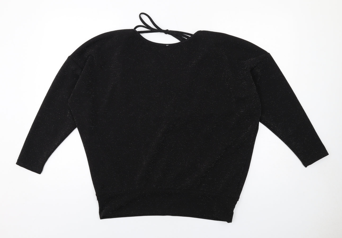 New Look Womens Black Polyester Basic Blouse Size 14 Round Neck