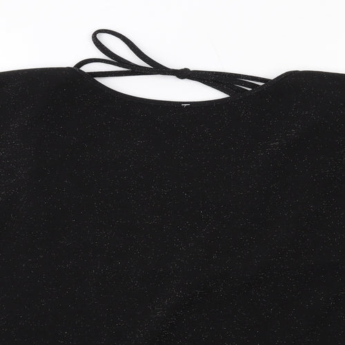 New Look Womens Black Polyester Basic Blouse Size 14 Round Neck