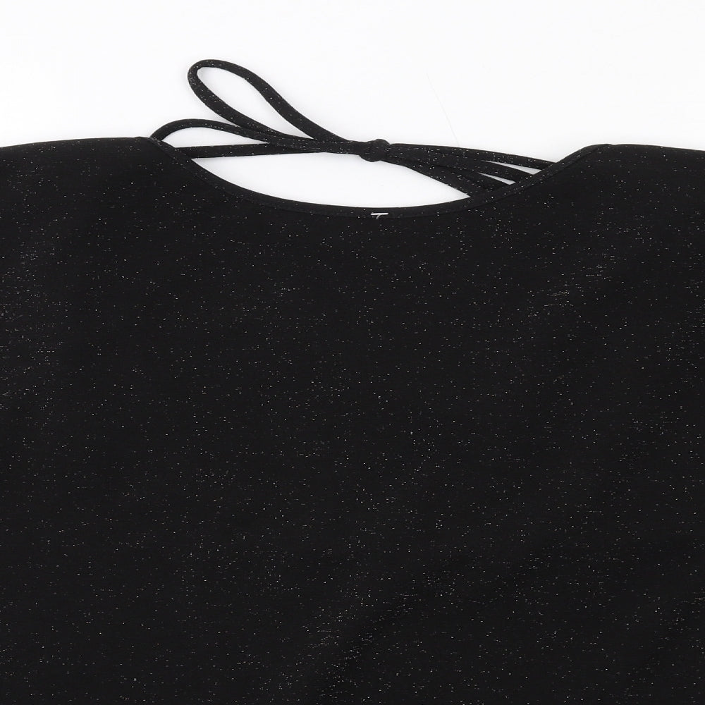 New Look Womens Black Polyester Basic Blouse Size 14 Round Neck