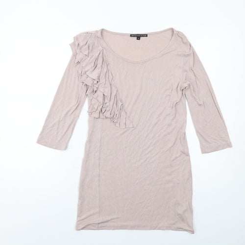 Limited Collection Womens Beige Viscose A-Line Size 8 Scoop Neck Pullover