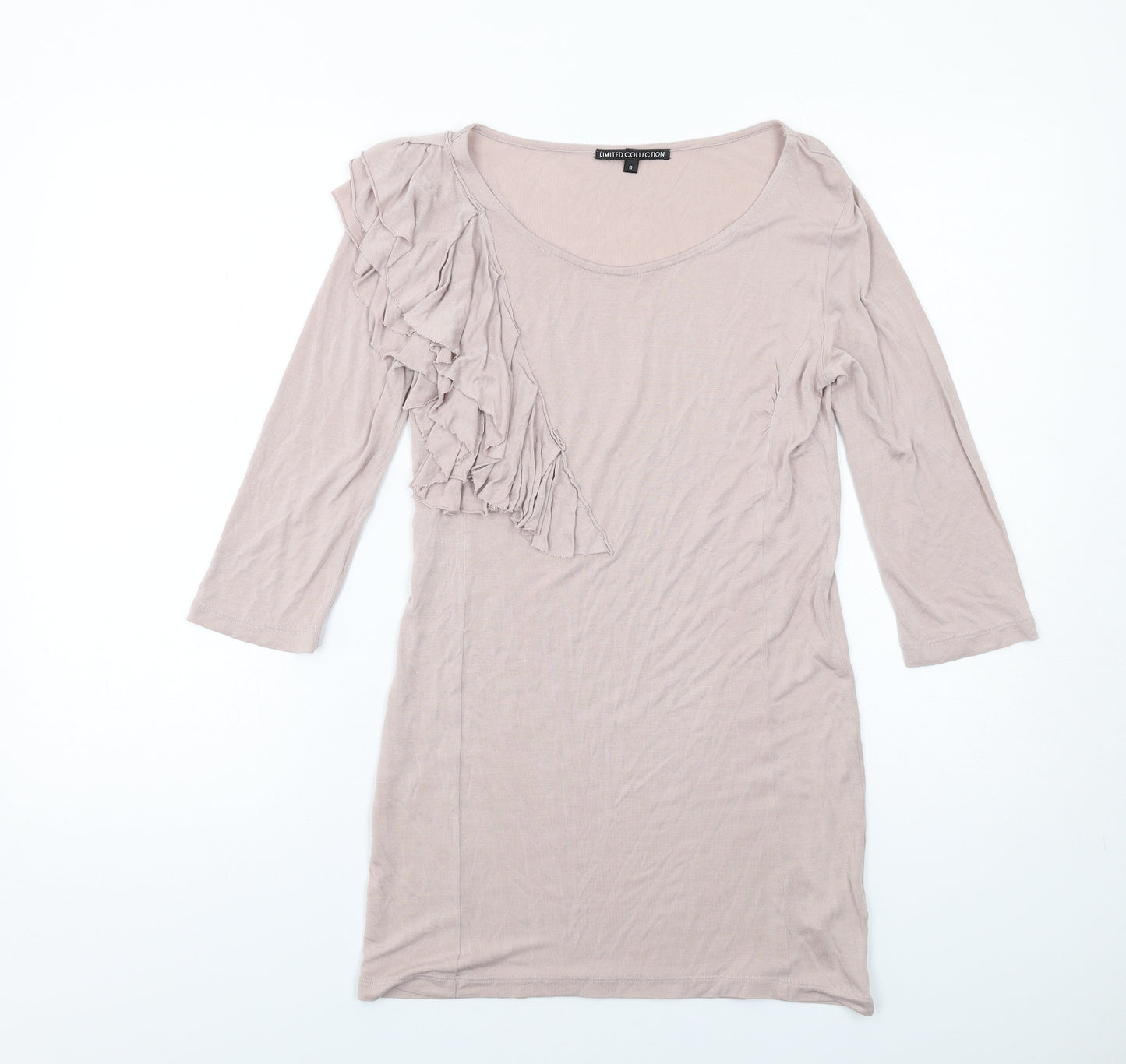 Limited Collection Womens Beige Viscose A-Line Size 8 Scoop Neck Pullover