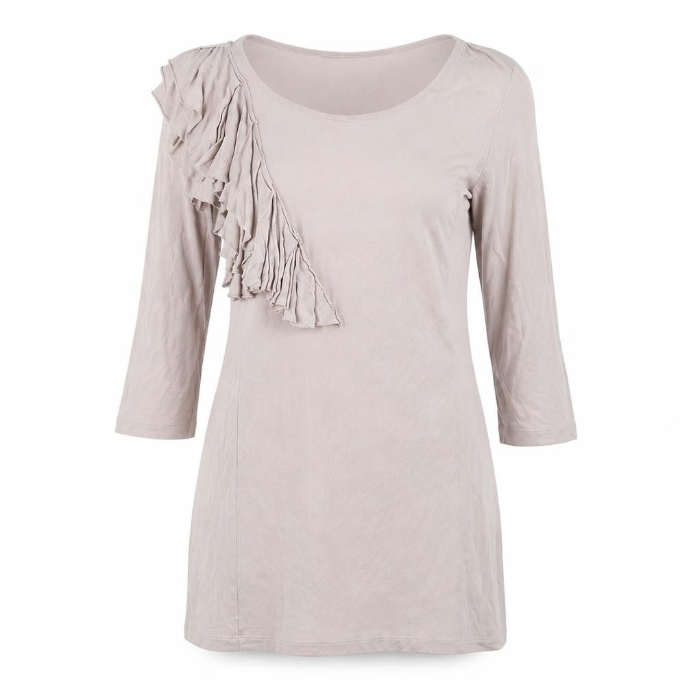 Front view of Limited Collection women’s beige viscose a-line, size UK 8, scoop neck pullover