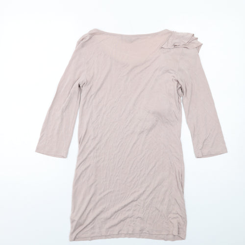 Limited Collection Womens Beige Viscose A-Line Size 8 Scoop Neck Pullover