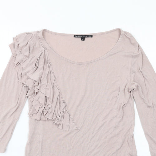 Limited Collection Womens Beige Viscose A-Line Size 8 Scoop Neck Pullover