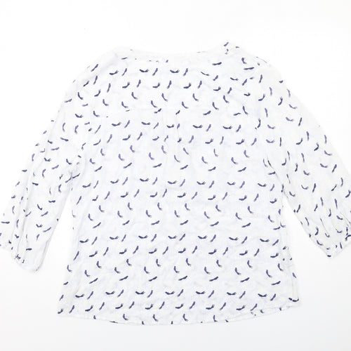 MANTARAY PRODUCTS Womens Blue Geometric Viscose Basic Blouse Size 18 V-Neck - Birds Print