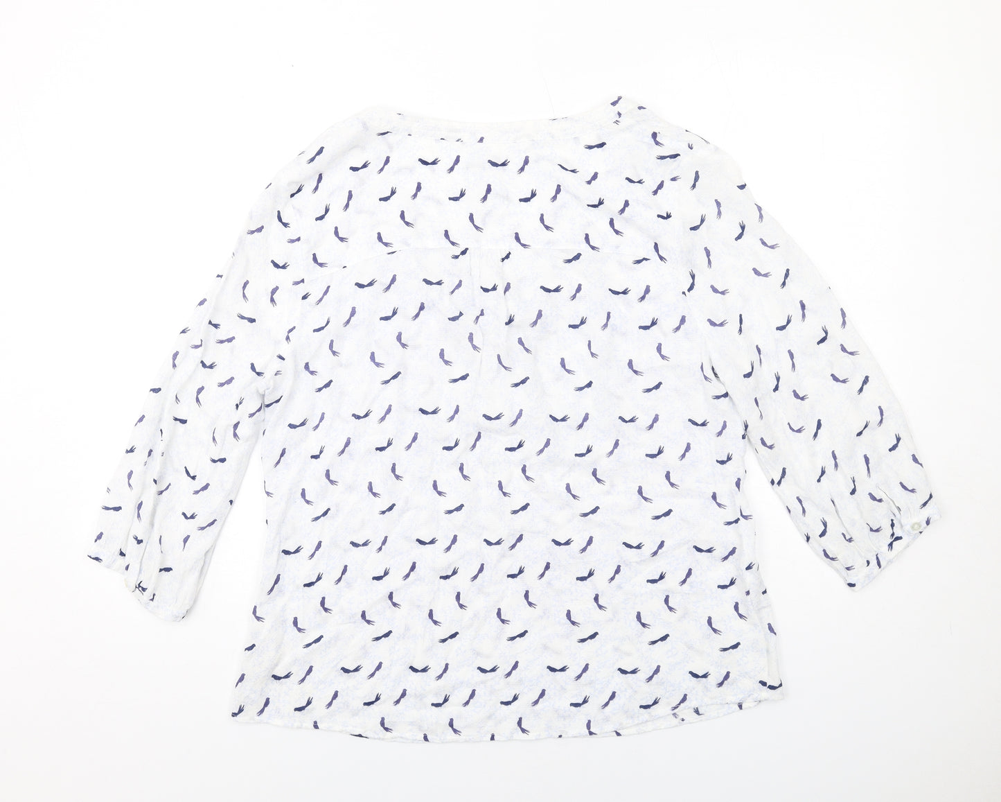MANTARAY PRODUCTS Womens Blue Geometric Viscose Basic Blouse Size 18 V-Neck - Birds Print
