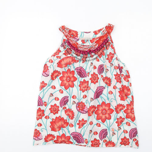 He Loves Me He Loves Me Not Womens Multicoloured Floral Cotton Basic Tank Size 12 Round Neck
