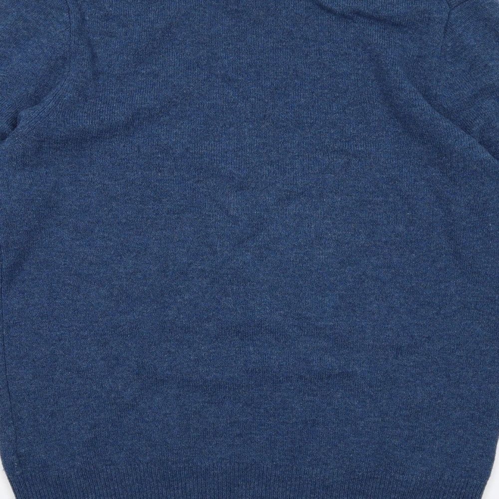 Marks and Spencer Mens Blue Round Neck Wool Pullover Jumper Size M Long Sleeve
