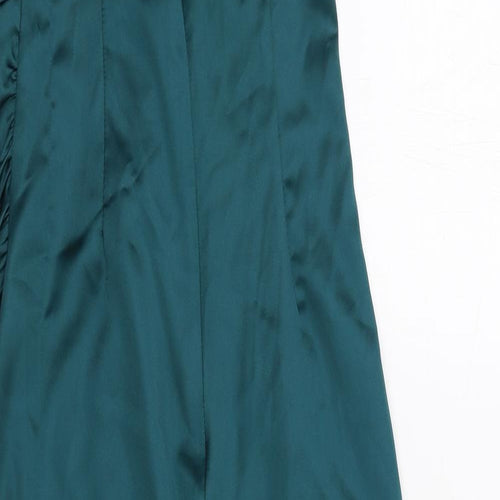 Zara Womens Green Viscose Slip Dress Size XS Cowl Neck Zip