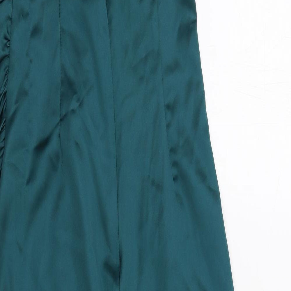 Zara Womens Green Viscose Slip Dress Size XS Cowl Neck Zip