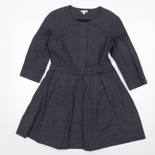 Gap Womens Blue Geometric Cotton Trapeze & Swing Size 8 Round Neck Zip