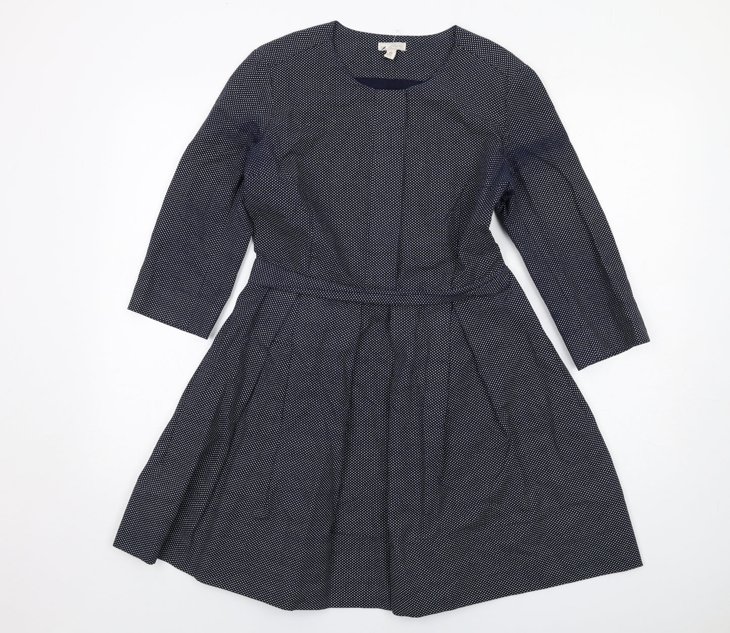 Gap Womens Blue Geometric Cotton Trapeze & Swing Size 8 Round Neck Zip