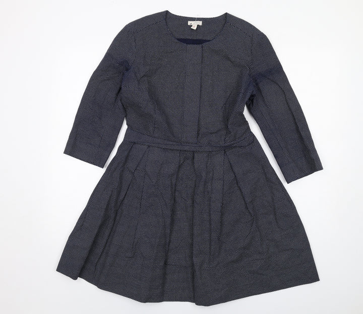 Gap Womens Blue Geometric Cotton Trapeze & Swing Size 8 Round Neck Zip