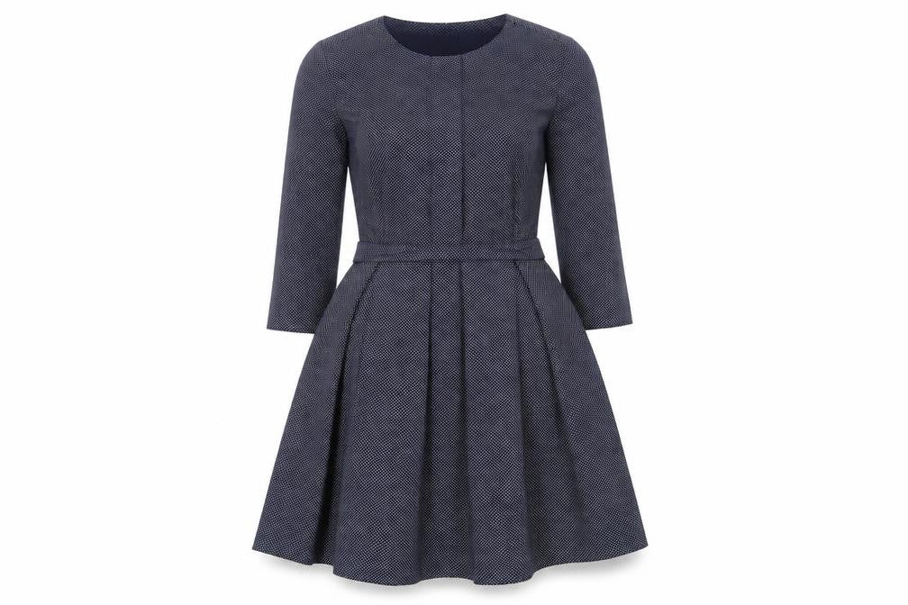 Gap Womens Blue Geometric Cotton Trapeze & Swing Size 8 Round Neck Zip