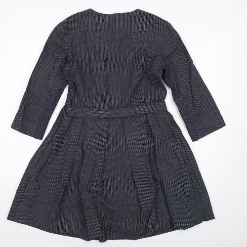 Gap Womens Blue Geometric Cotton Trapeze & Swing Size 8 Round Neck Zip