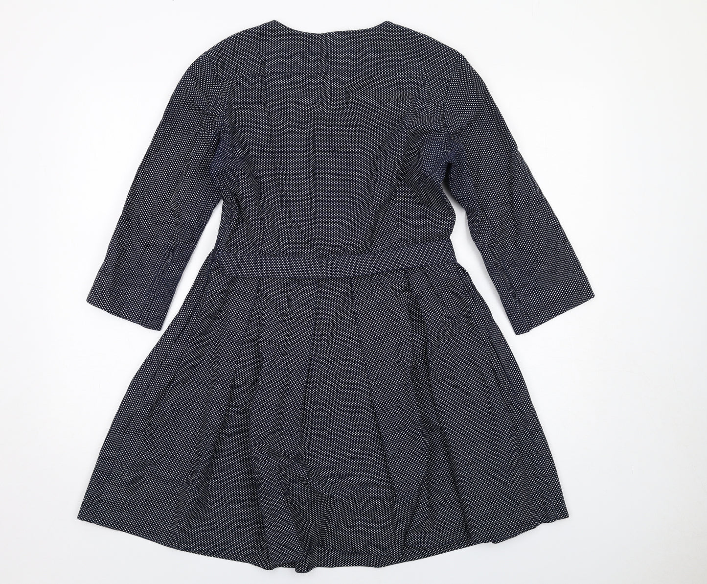 Gap Womens Blue Geometric Cotton Trapeze & Swing Size 8 Round Neck Zip
