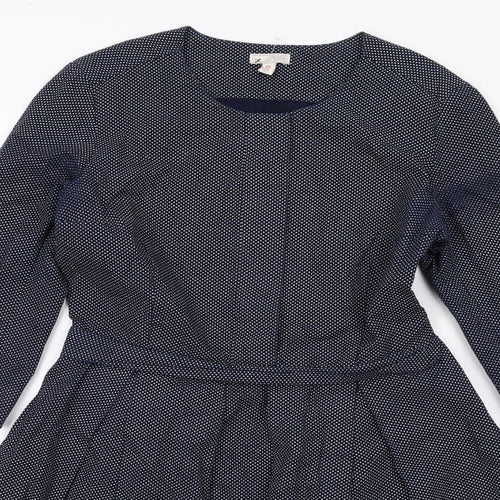 Gap Womens Blue Geometric Cotton Trapeze & Swing Size 8 Round Neck Zip