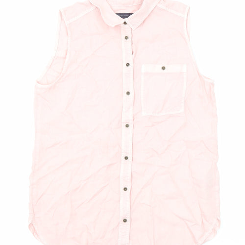 Marks and Spencer Womens Pink Lyocell Basic Button-Up Size 12 Collared