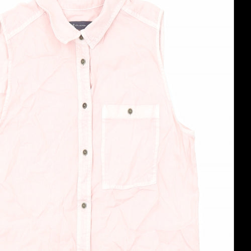 Marks and Spencer Womens Pink Lyocell Basic Button-Up Size 12 Collared