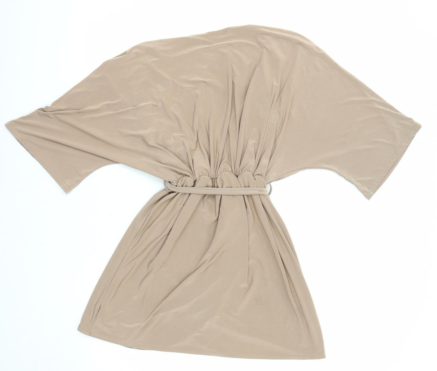 PRETTYLITTLETHING Womens Beige Polyester A-Line Size 10 V-Neck Pullover