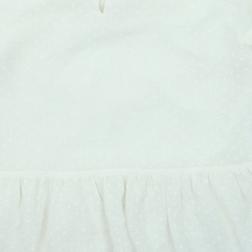 Zara Womens Ivory Floral Viscose Basic Blouse Size S Round Neck - Peplum