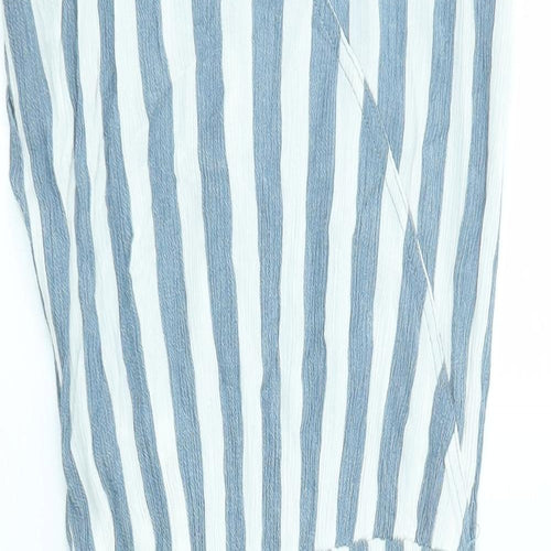 ICHI Womens Blue Striped Viscose Tank Dress Size M V-Neck Pullover