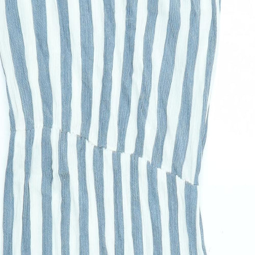 ICHI Womens Blue Striped Viscose Tank Dress Size M V-Neck Pullover