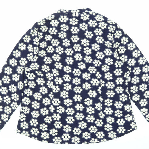 Sandra Wu Womens Blue Geometric Polyester Basic Blouse Size 20 V-Neck