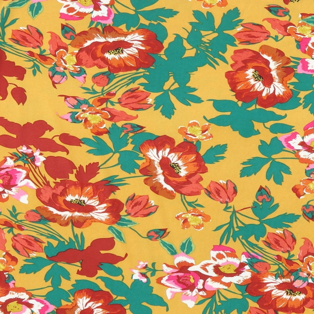 Kim & Co Womens Multicoloured Floral Polyester Basic T-Shirt Size 2XL Round Neck