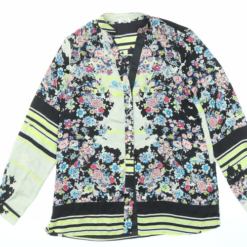River Island Womens Multicoloured Floral Polyester Basic Button-Up Size 8 V-Neck