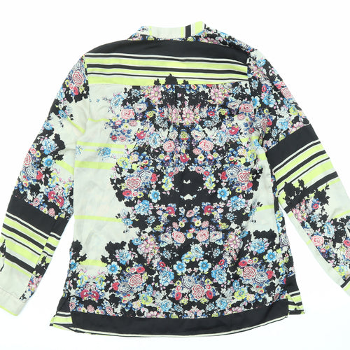 River Island Womens Multicoloured Floral Polyester Basic Button-Up Size 8 V-Neck