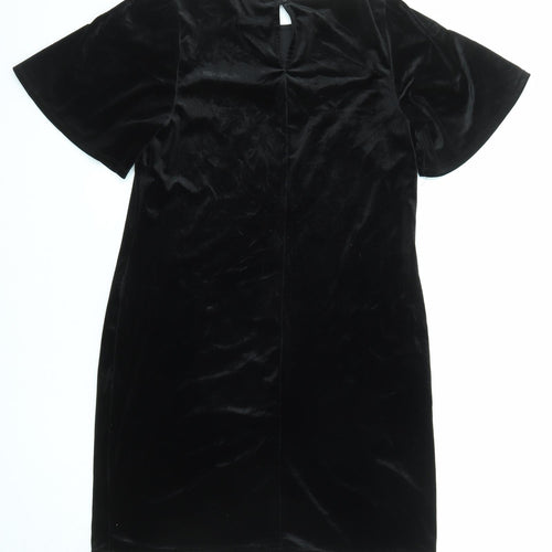 Dorothy Perkins Womens Black Polyester Shift Size 10 Round Neck Button