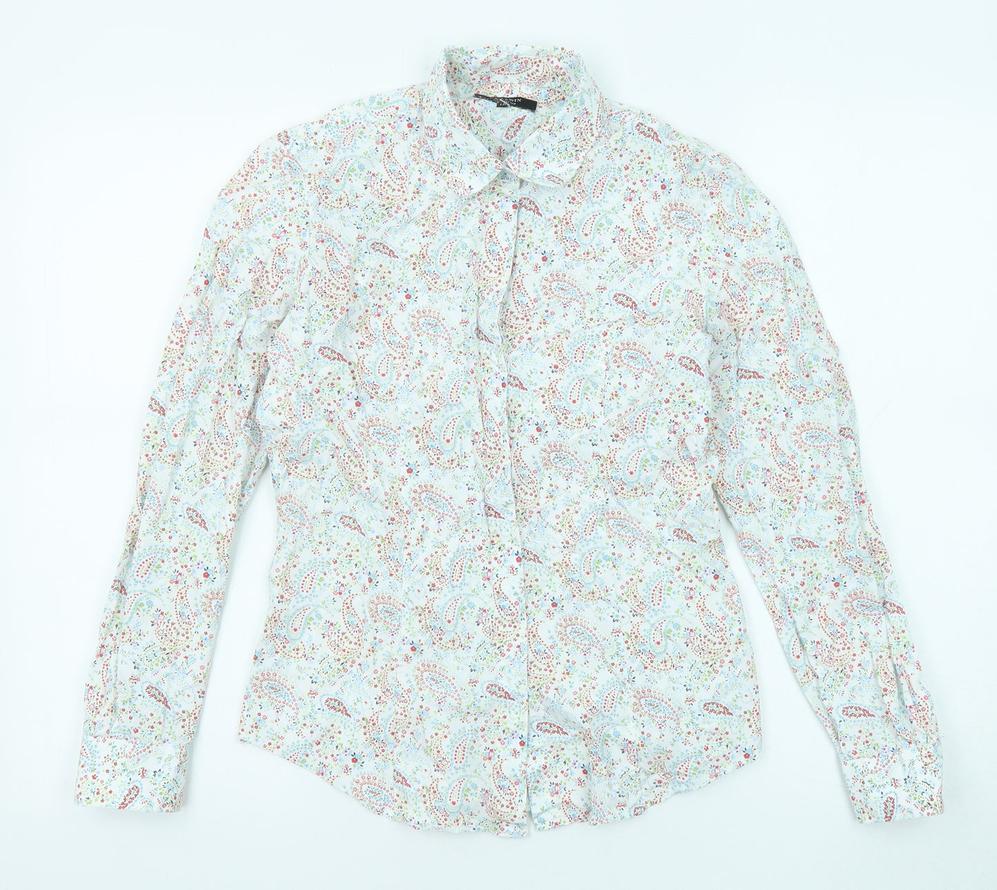 T.M.Lewin Womens Multicoloured Paisley Cotton Basic Button-Up Size 10 Collared