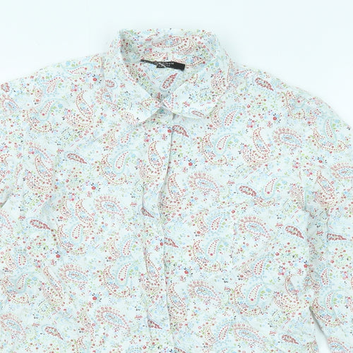 T.M.Lewin Womens Multicoloured Paisley Cotton Basic Button-Up Size 10 Collared