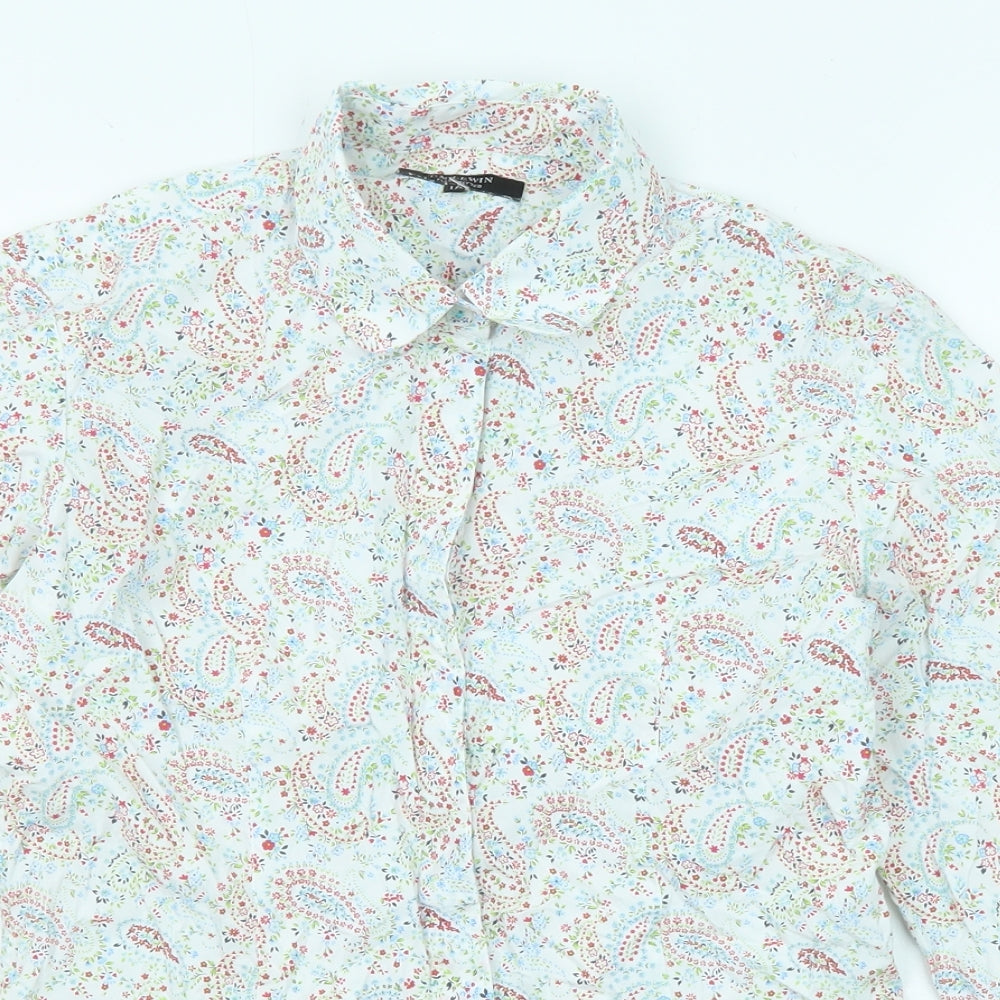 T.M.Lewin Womens Multicoloured Paisley Cotton Basic Button-Up Size 10 Collared