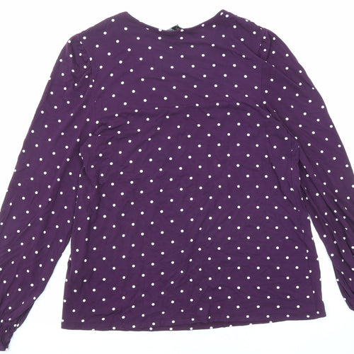 NEXT Womens Purple Polka Dot Viscose Basic Blouse Size 12 Round Neck