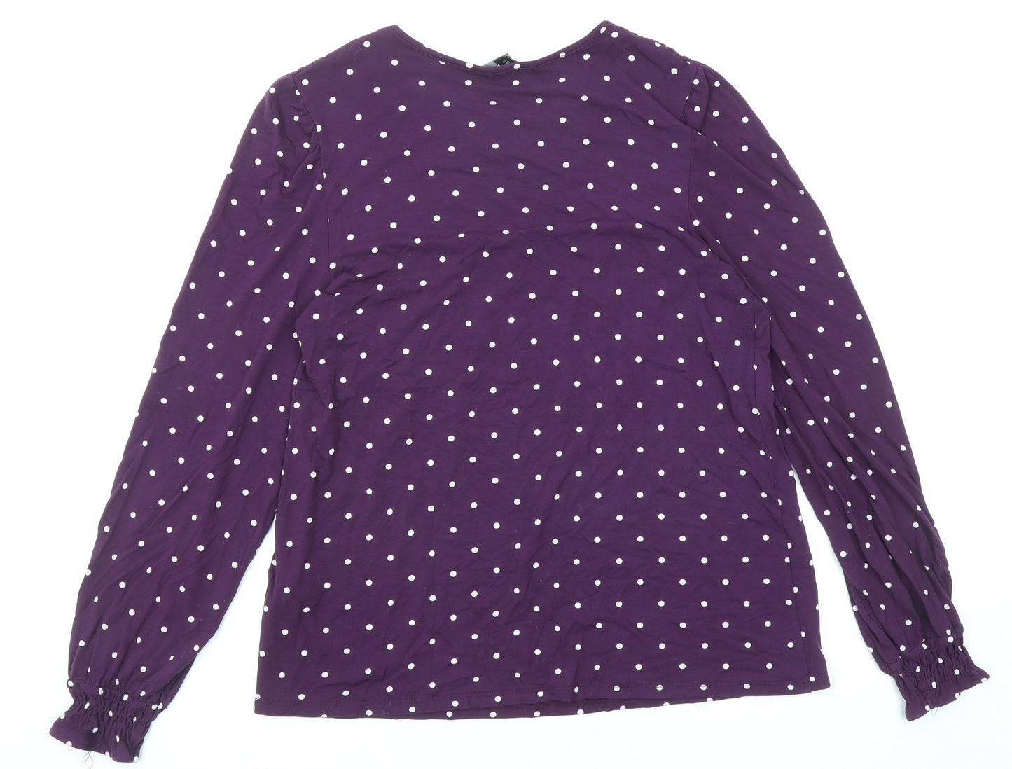 NEXT Womens Purple Polka Dot Viscose Basic Blouse Size 12 Round Neck