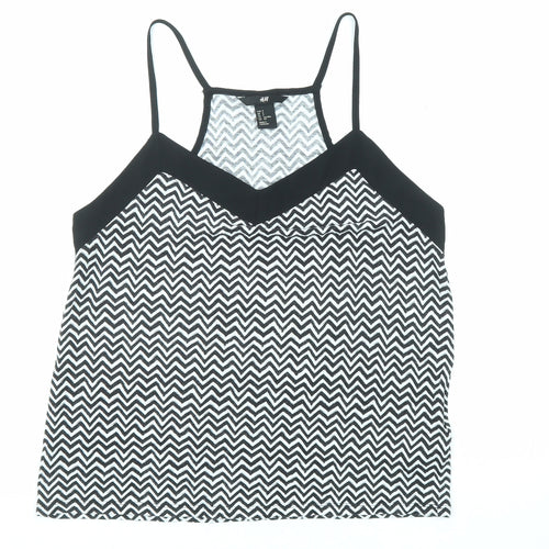 H&M Womens Black Geometric Polyester Camisole Tank Size S V-Neck
