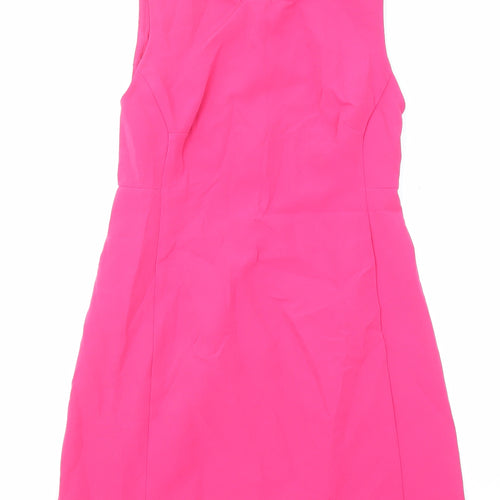 Stradivarius Womens Pink Polyester Shift Size L Round Neck Zip