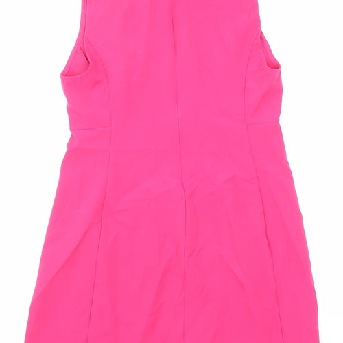 Stradivarius Womens Pink Polyester Shift Size L Round Neck Zip
