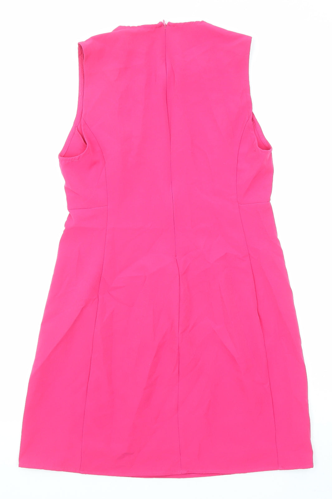 Stradivarius Womens Pink Polyester Shift Size L Round Neck Zip