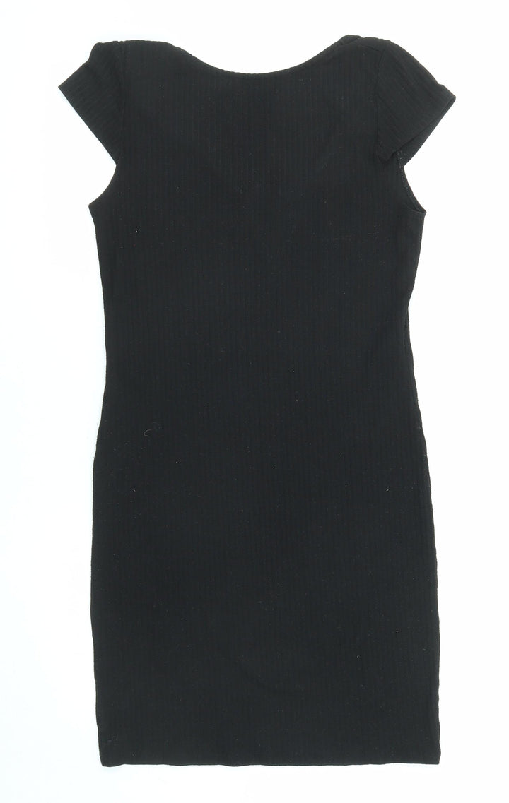 Only Womens Black Polyester Shift Size XL Boat Neck Pullover