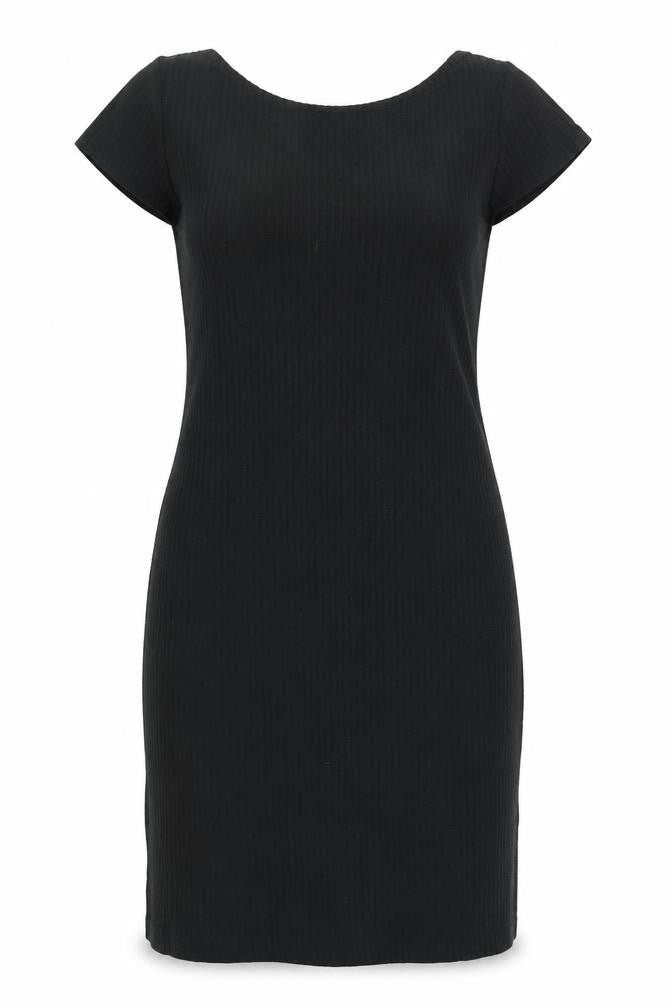 Front view of Only women’s black polyester shift, size XL, boat neck pullover